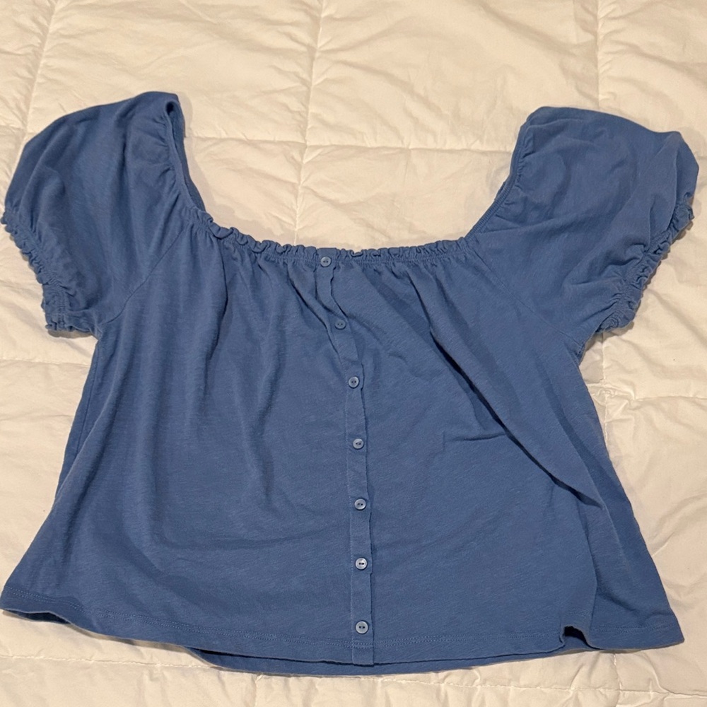American Eagle Outfitters Blue Button-Down Blouse